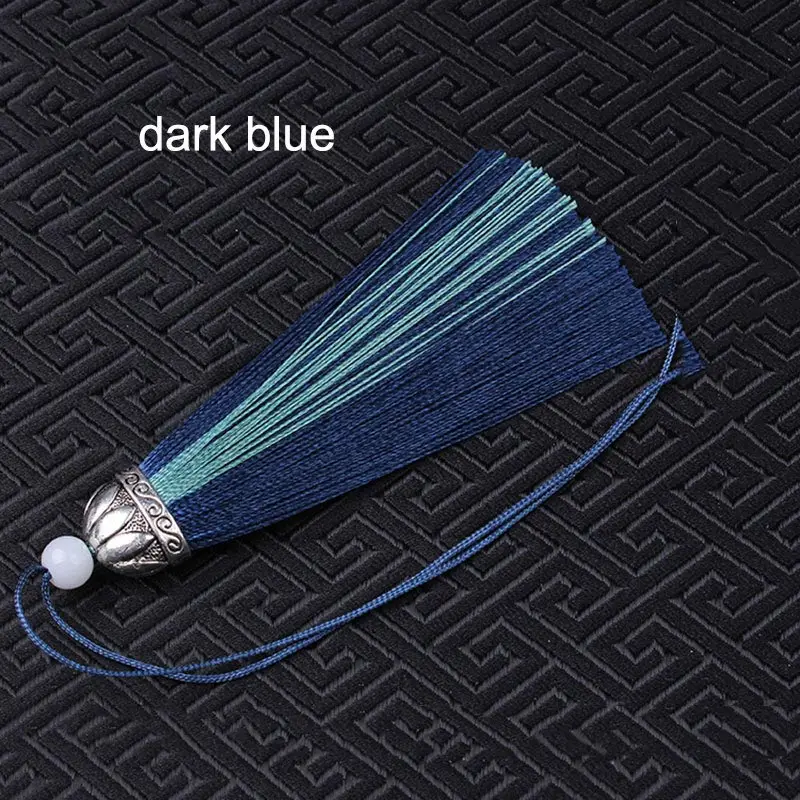 dark blue Ленточки декоративной шелковой бахромой гарнитура diy кисточкой шелковой кисточкой Швейные Ткань аксессуары отделкой - Цвет: dark blue