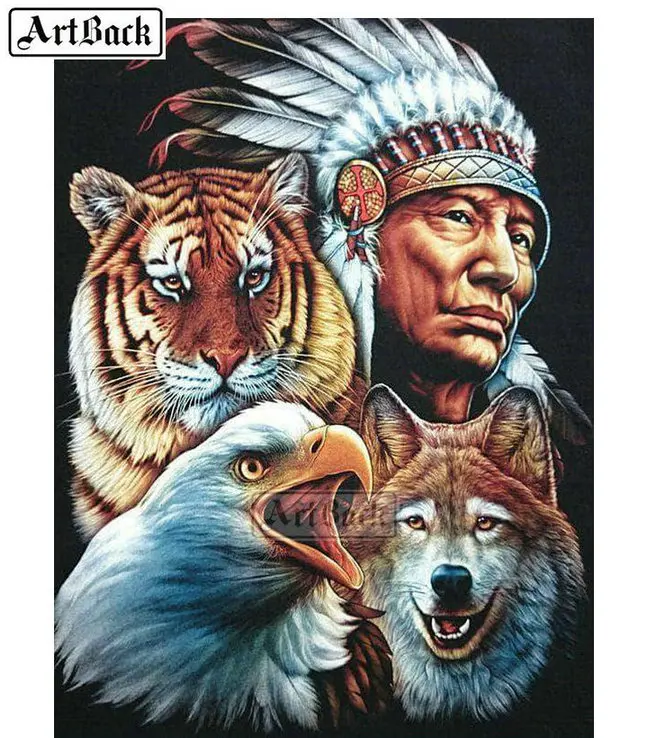 

Full square drill 5d diy diamond painting indian tiger wolf diamond embroidery 3d rhinestone mosaic decorative animal