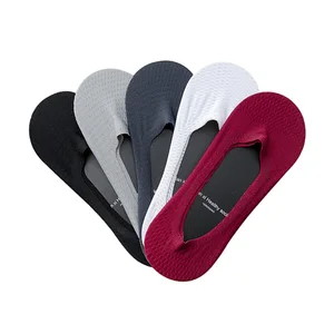 Носки мужские летние тонкие сетчатые, хлопковые японские невидимые носки с закрытым носиком, Нескользящие бесшовные из силикона, 5 пар