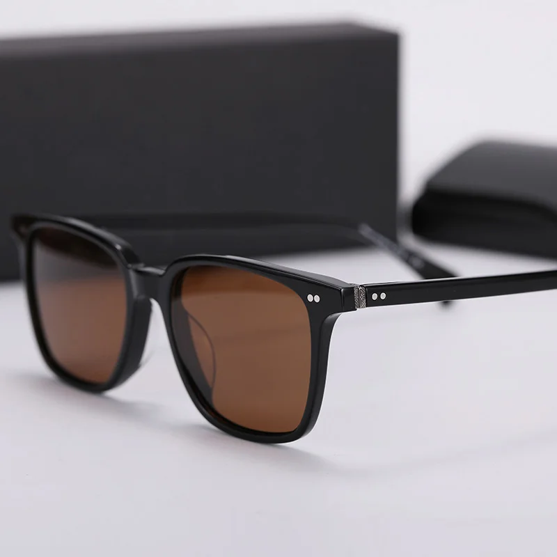 Black Brown Винтажные Солнцезащитные очки OV5316, солнцезащитные очки для вождения, поляризованные квадратные очки, Брендовые мужские/женские очки - Цвет линз: Black Brown