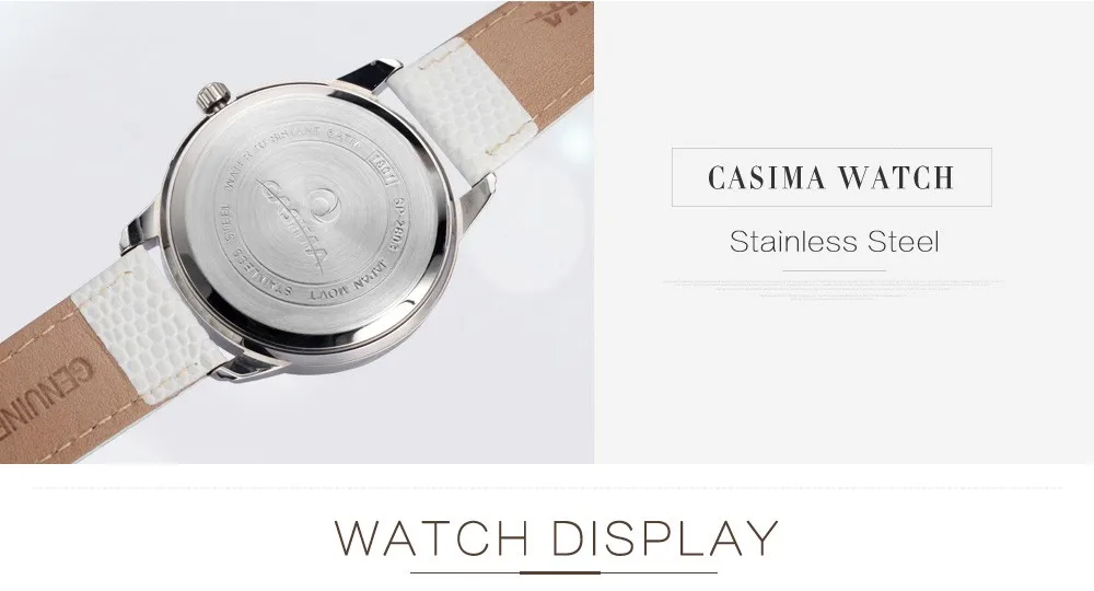 CASIMA Роскошные Брендовые женские часы, модные женские кварцевые наручные часы с календарем, Водонепроницаемые кожаные женские часы, Saat Reloj Mujer