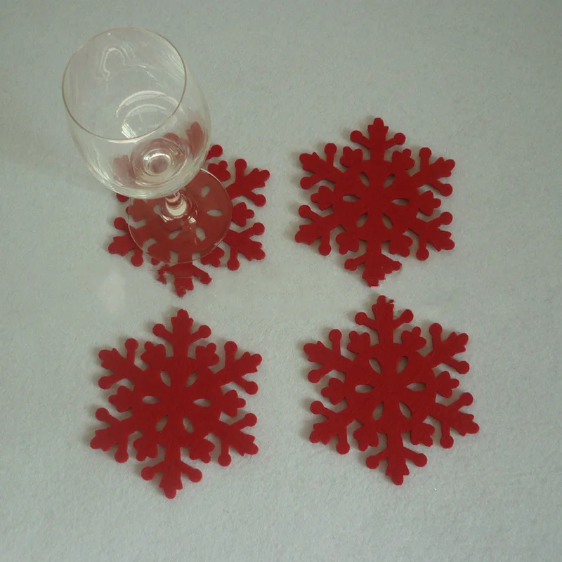 8 шт./лот красные коврики для чашек со снегом Рождественское украшение дома