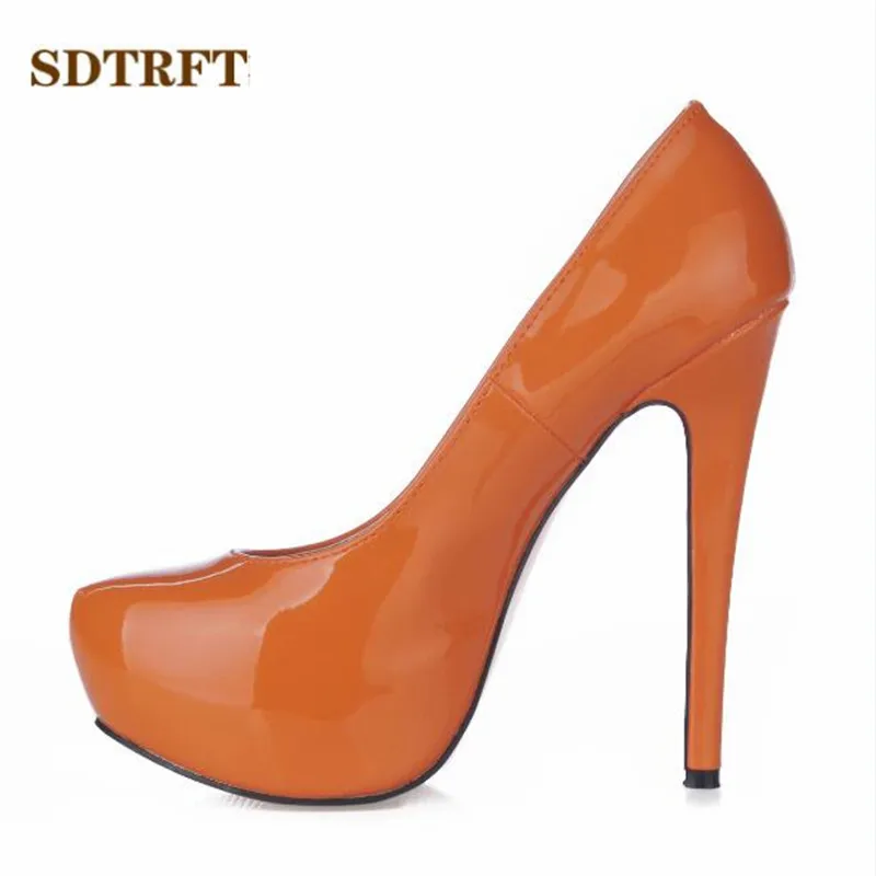 

SDTRFT Stilettos Plus:35-40 zapatos mujer 14cm thin high heels platform wedding shoes woman sexy Crossdresser Round Toe pumps