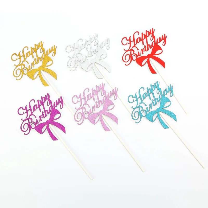 10 шт./лот наклейки для кексов блестящие торта с днем рождения декоративные