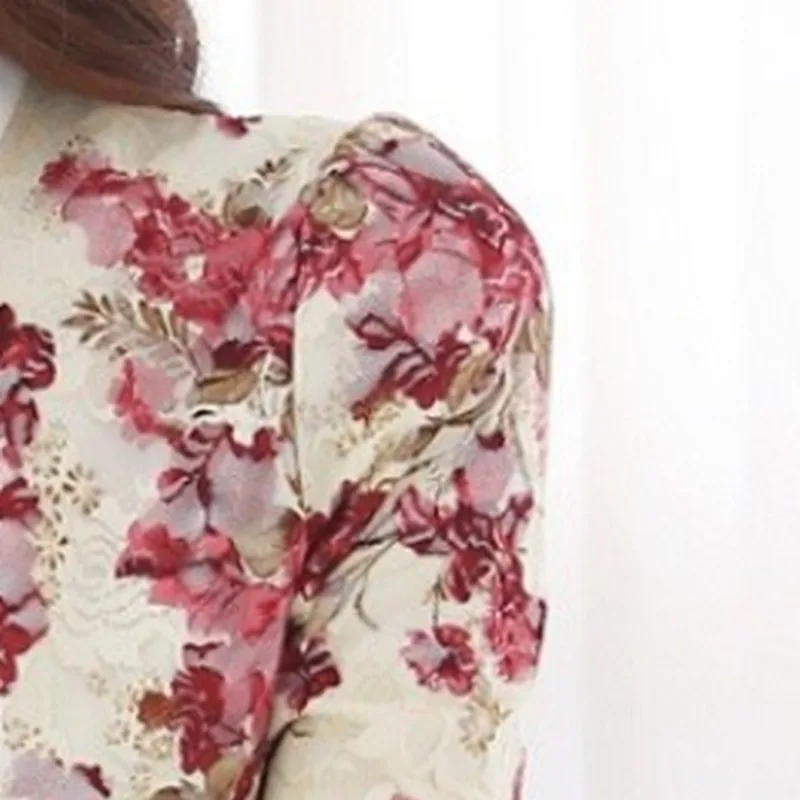 EXOTAO Fashion Lotus Leaf OL Women Blouse Slim Printing Camisas Mujer S-3XL Korean Style Long-sleeved Female Lace Shirt |