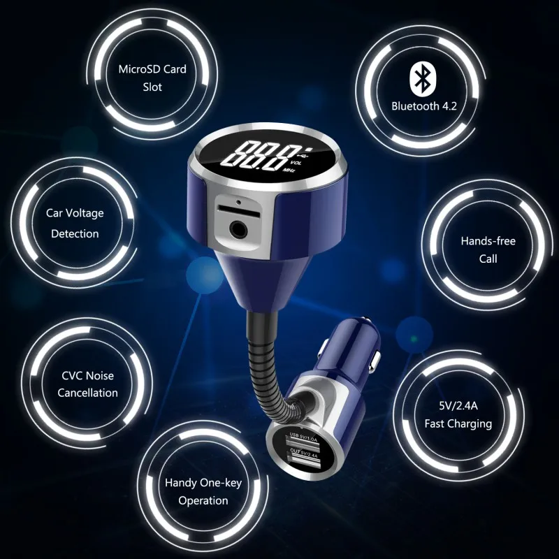 Автомобильный комплект громкой связи с Bluetooth беспроводной fm модулятор двумя usb