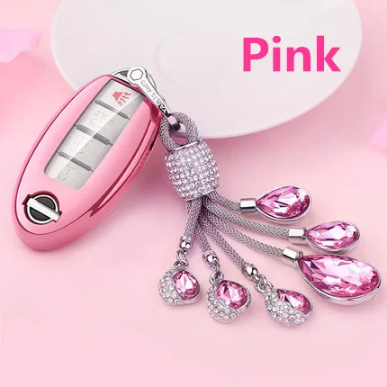 A-pink keyring 1 шт. мягкий чехол для ключей автомобиля из ТПУ для Nissan Qashqai J10 J11 X-Trail t31 t32 kicks Tiida Pathfinder Murano Note, Juke Infiniti - Название цвета: A-pink keyring