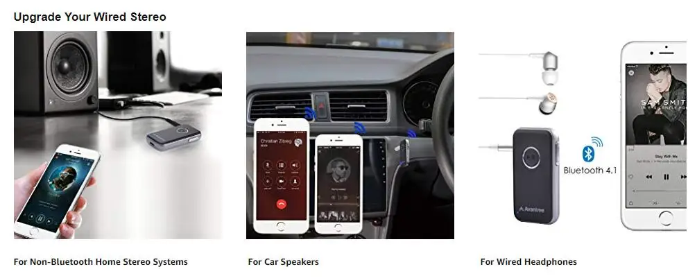 Avantree Bluetooth 4,1 приемник, Hands-free автомобильный комплект с микрофоном и потоковой музыкой, портативный беспроводной музыкальный адаптер для автомобиля дома