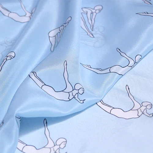 Diving villain digital inkjet silk crepe de chine fabric soft shirt dress 100 wholesale cloth | Дом и сад