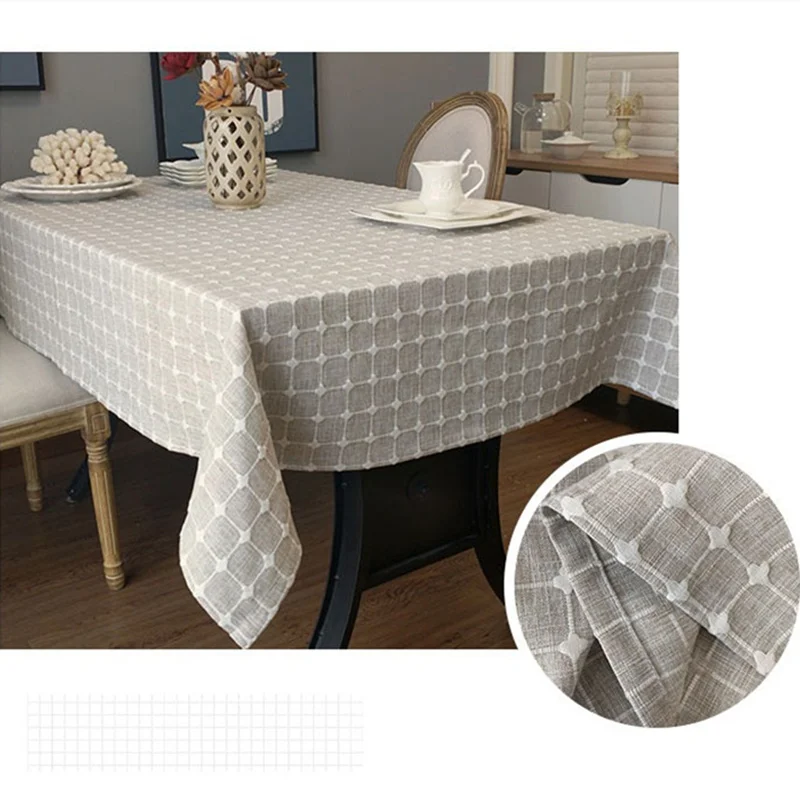 Beige Coffee Grid Япония плед стиль утолщаются хлопок, лен, настольные ткани качество чай конец пылезащитный стол крышка Простая домашняя скатерть manteles 1 шт - Цвет: Beige Coffee Grid
