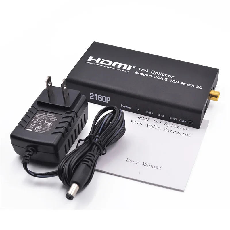 HDMI сплиттер 1X4 с аудио экстрактором Hdmi 2K x 4K концентратор репитер усилитель 1 4 3D 1080p