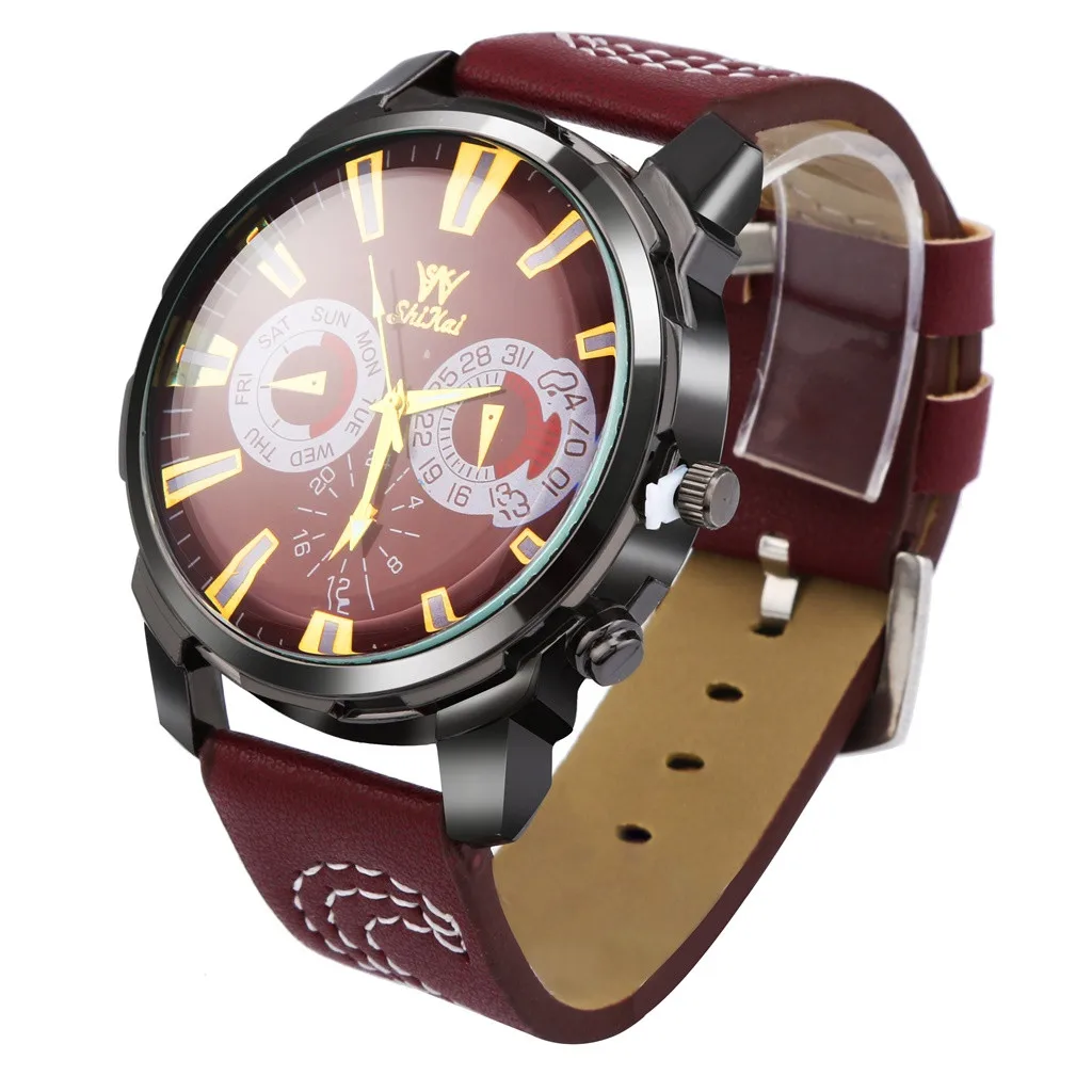 Часы otoky мужские часы Роскошные Reloj Hombre бизнес большой циферблат модный кожаный