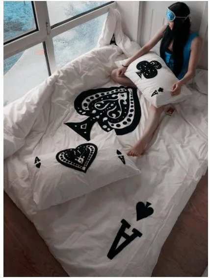 Постельное белье в стиле покера черно белое Королевский размер пододеяльник doona