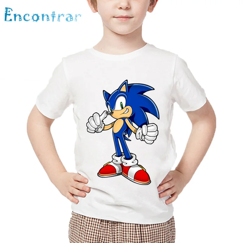 Дети мультфильм печати Sonic The Hedgehog Смешные футболка для маленьких мальчиков