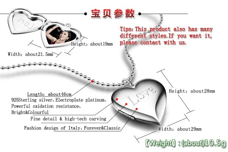 Подвески в форме сердца из стерлингового серебра 925 пробы с о-образной цепочкой