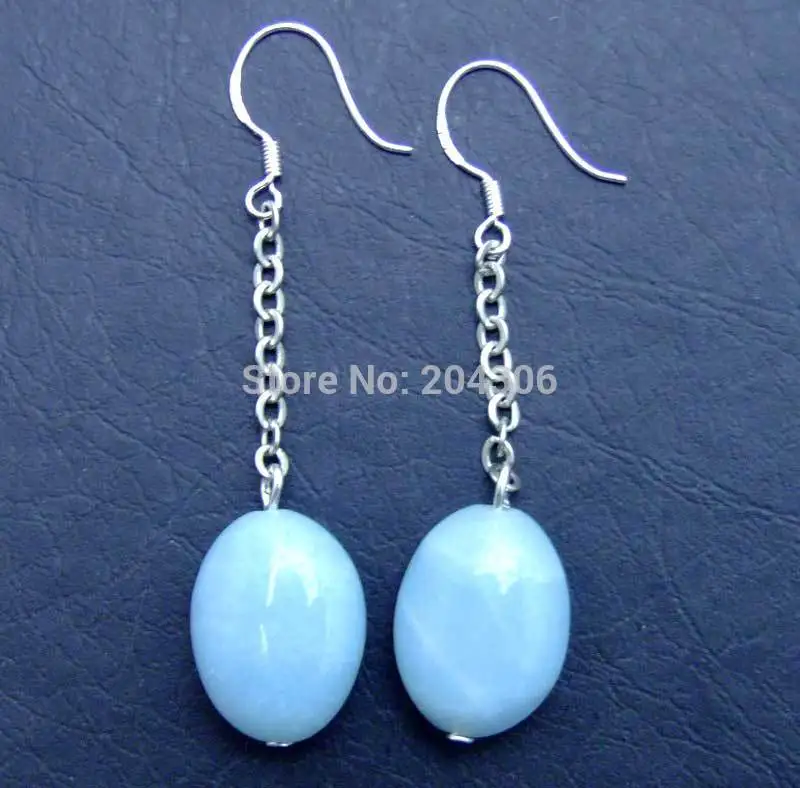 Серьги подвески из серебра 925 пробы с натуральным амазонитом 13 х17 мм|earrings free