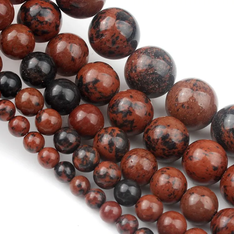 Оптовая продажа натуральный камень из коричнево-красного обсидиана круглые