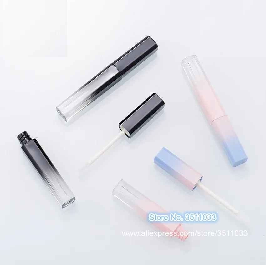 20/60/100pcs Pink Blue Gradient Plastic Cosmetic Lip Gloss Wand Tube Empty Black Square Makeup Glaze Bottle | Красота и здоровье