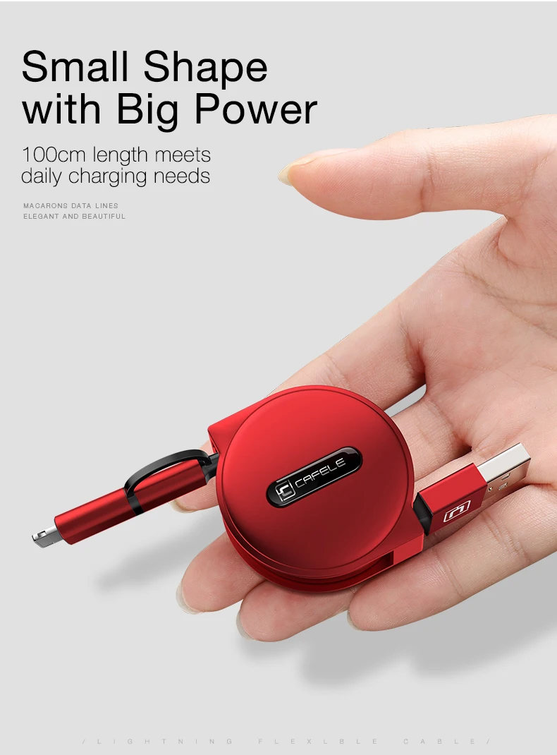 Cafele 2 в 1 микро USB кабель для iPhone Мини USB кабель выдвижной портативный зарядный кабель для iPhone 8 7 6 5 Xiaomi Redmi 4X