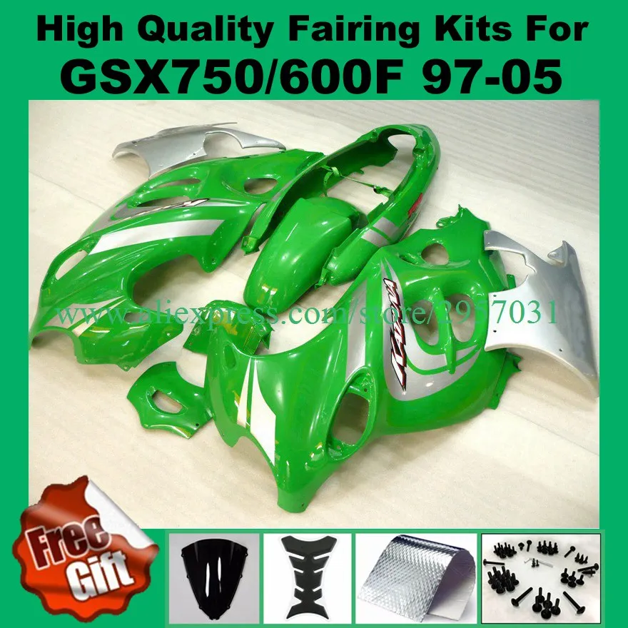 

Fairings for SUZUKI GSX600/750F katana 97 98 99 00 01 02 03 04 05 GSX 600F 750F 1997-2005 fairing kit ABS green silver