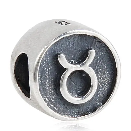 Taurus Zodiac Sign Choruslove, Знак зодиака, шарм, подлинный 925 пробы, серебряный, с горлом, подходит для Пандоры, амулеты, религиозная серия, браслет, сделай сам, ювелирное изделие - Цвет: Taurus Zodiac Sign