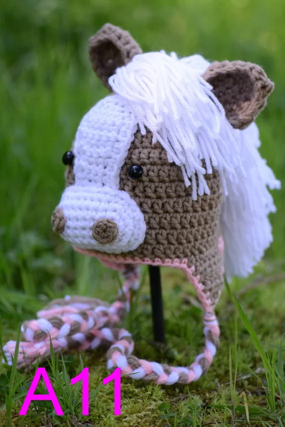 free shipping 10pcs/lot Crochet Horse Hat Pony Newborn Photo Prop Baby Farm Animal 100% cotton NB-6years | Детская одежда и обувь