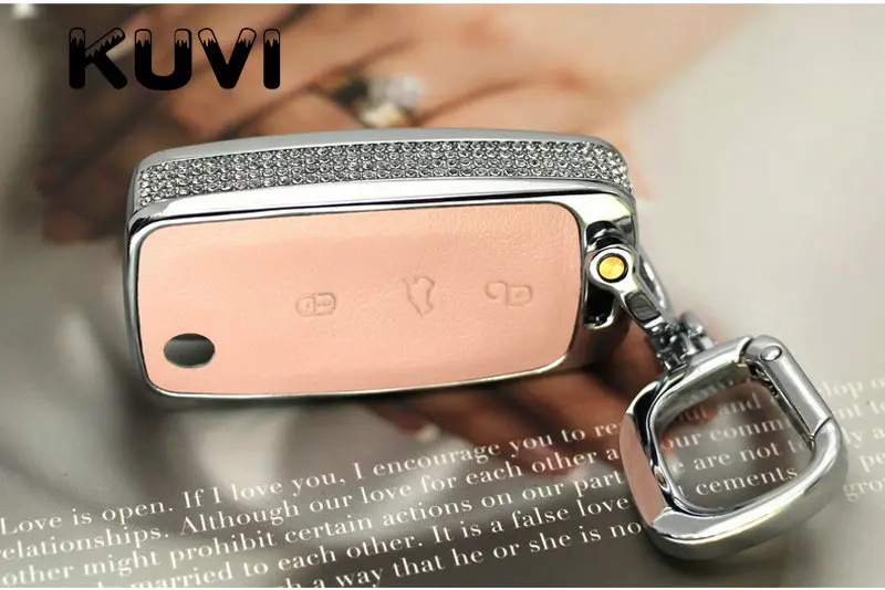pink with keychain1 Роскошный Алмазный Автомобильный ключ держатель дистанционного ключа чехол подходит для Volkswagen VW B5 B6 Golf 4 5 6 Jett Mk6 Tiguan и т. д - Название цвета: pink with keychain1