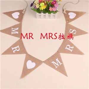 Кантри Винтаж только что женатый ребенок душ сердце MR MRS вечерние поставки украшения свадьба джутовый Мешковина флаг баннер - Цвет: Syle 7
