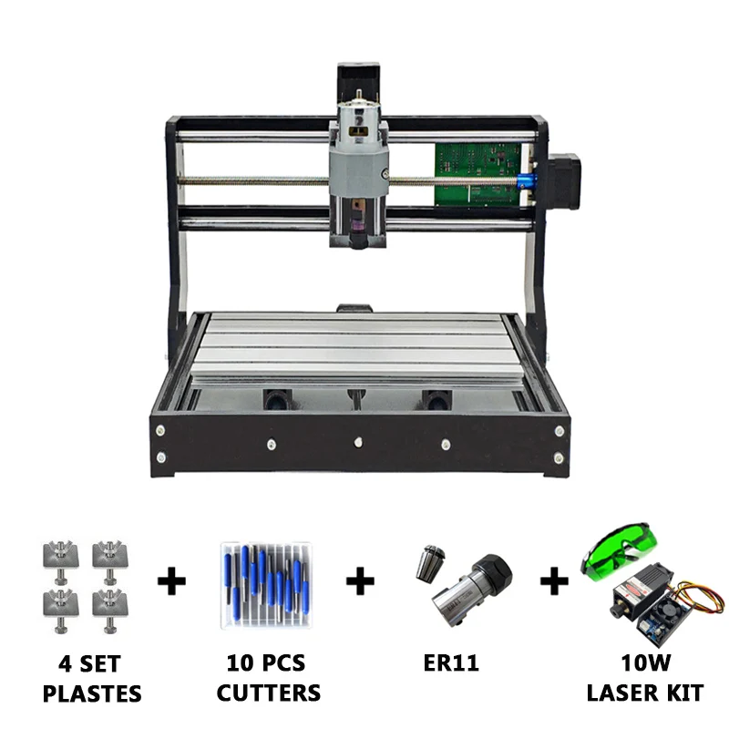 Package 7 ЧПУ 1610 Pro GRBL 1,1 Diy мини лазерный станок 3 оси pcb фрезерный лазерный станок DIY деревянный маршрутизатор лазерная гравировка работа в автономном режиме - Цвет: Package 7