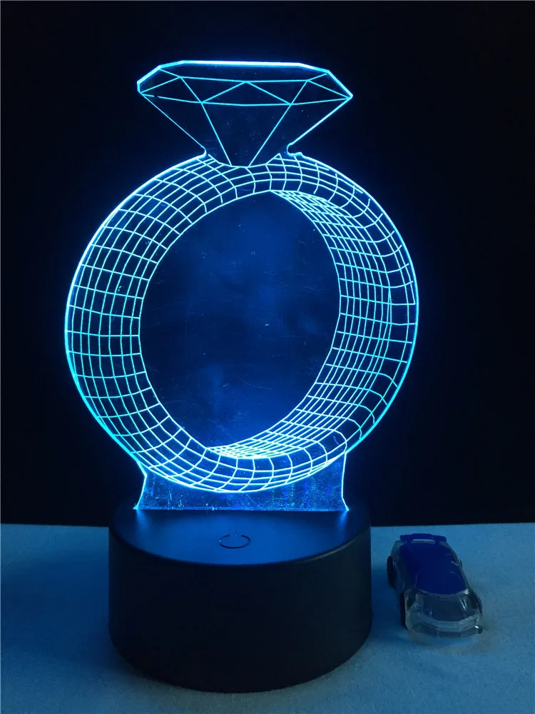 Ромбовидное кольцо форма 3D иллюзия ночник USB RGB цвета Изменение сенсорный стол
