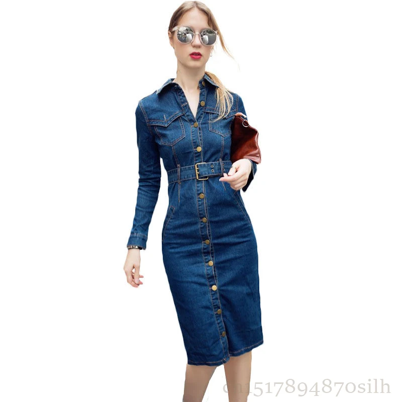 Платье рубашка женское винтажное с длинным рукавом|denim dress|shirt dressjeans dress |