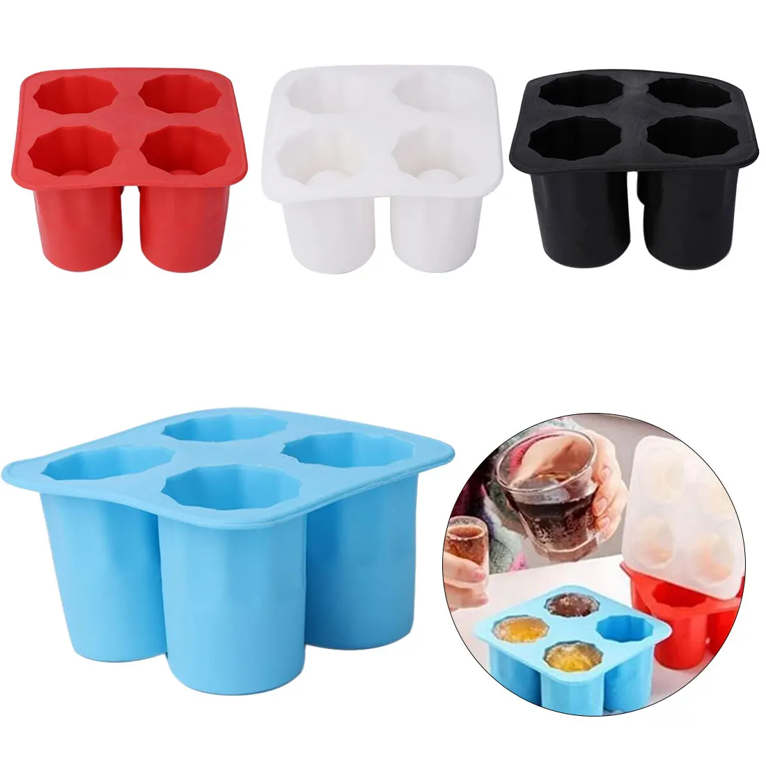 Новинка, сделай сам, 4 чашки, силиконовая форма, форма для льда, поднос для Фруктового мороженого, производитель мороженого для вина, кухни, бара, аксессуары для питья