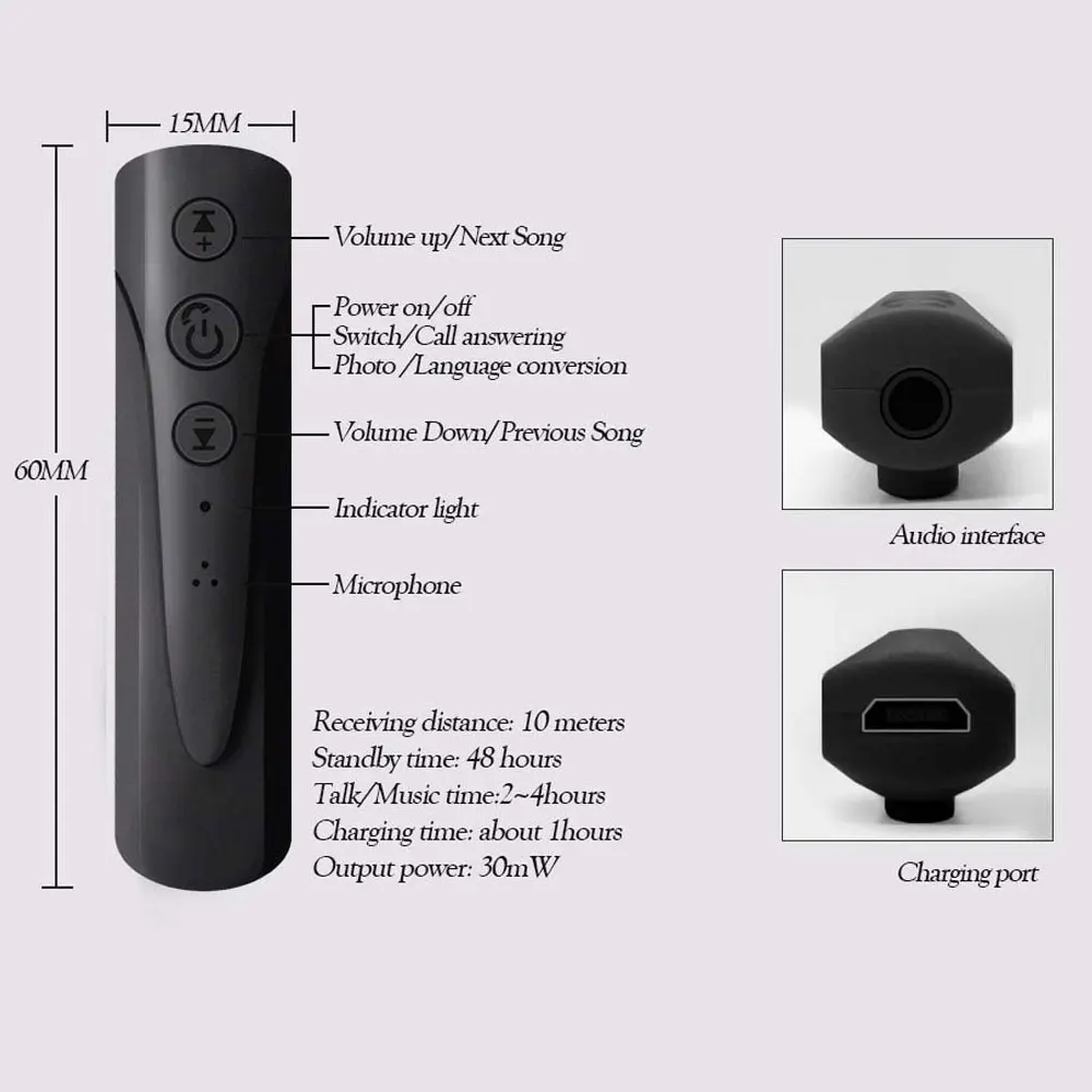 YuBeter беспроводной bluetooth-приемник музыкальный аудио адаптер 3,5 мм AUX разъем для наушников MP3 плеер Hands-Free Bluetooth автомобильный комплект