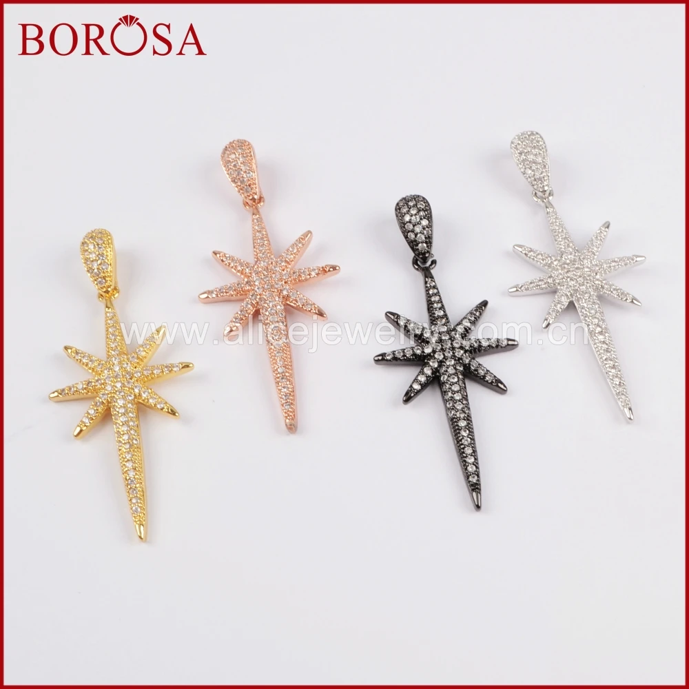 Кулон BOROSA в виде Северной Звезды с золотым/черным/розовым золотом и серебряным