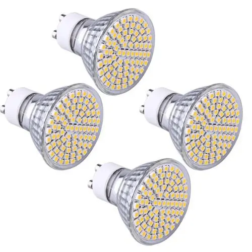 4 X GU10 ампульная лампа Spot 3528 SMD 80 светодиодный s Blanc Hot 3600K AC 230V 5000k 4W светодиодные