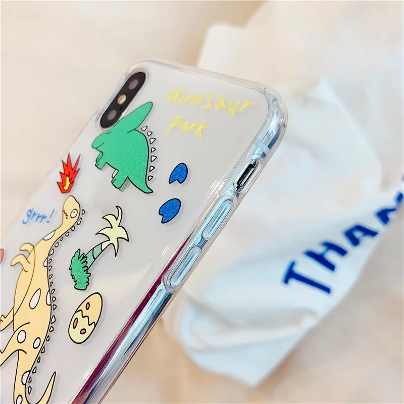 Для Funda iPhone 6 Чехол S 7 Plus X милый динозавр прозрачный мягкий TPU чехол для XS Max XR 8 |