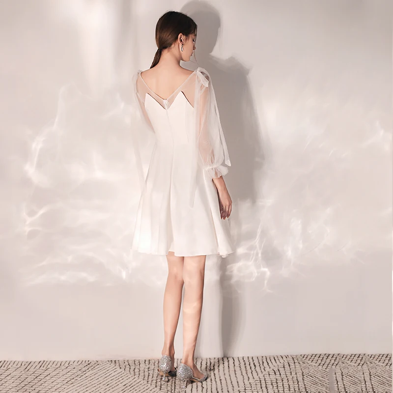 Женское коктейльное мини-платье SSYfashion белое элегантное вечернее платье с