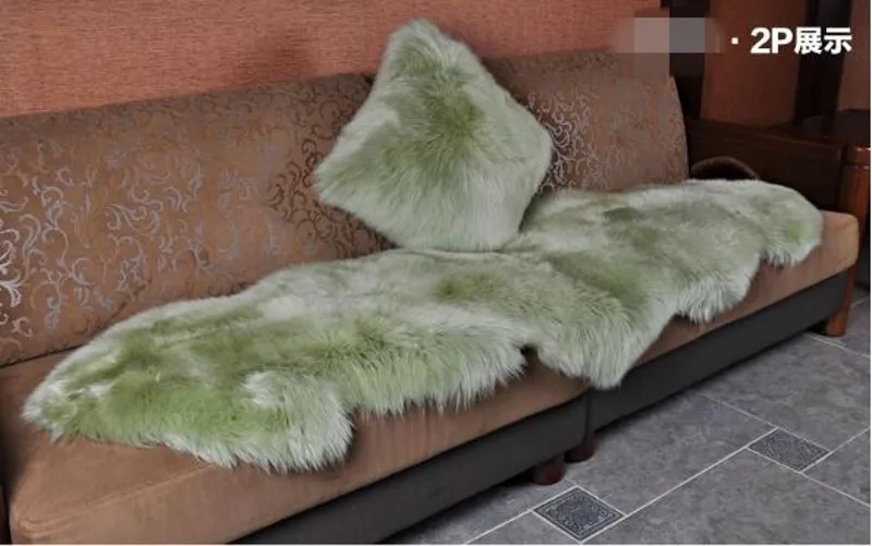 Grass Green Двойной ковер из натуральной овчины 2 P, ковер из настоящей овчины 2'x6', чехол для стула, подушка для сиденья, одеяло, 13 цветов, натуральный мех, коврик для дивана - Цвет: Grass Green