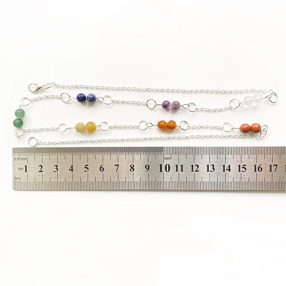 7 ожерелье чакры длинная металлическая цепь серебряного цвета ручной работы 6 мм