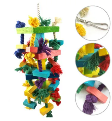 Pet birds Large size colored bird toys cotton rope blocks gnawing parrots | Дом и сад