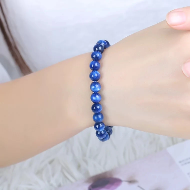 Женский и мужской браслет из натурального синего кианита 6 12 мм|Гибкие жесткие