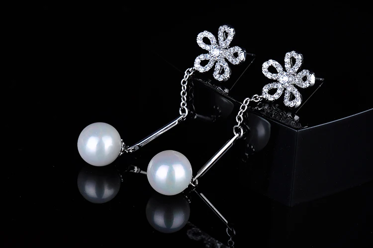 Популярные женские длинные винтажные серьги с жемчугом для свадьбы и вечеринки с камнями AAA CZ высшего качества и жемчугом GLE4759-0605.