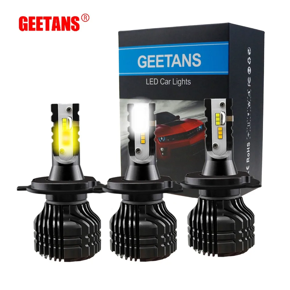 GEETANS H7 H4 автоматический светодиодный светильник 12 в двойной цвет 2 шт. 9005/9006/H11 Светодиодный светильник для вождения автомобиля s 52 Вт 3000 лм головной светильник 6000 К к лампы CJ