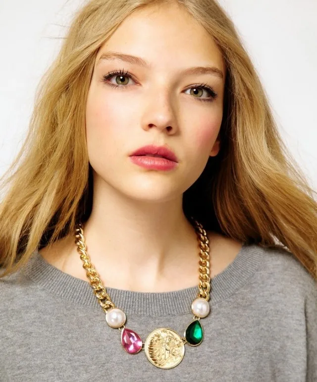 2014 New Unique Design Women Colorful Rhinestone Gold Chain Chunky Choker Bib Statement Necklaces N1507 | Украшения и аксессуары