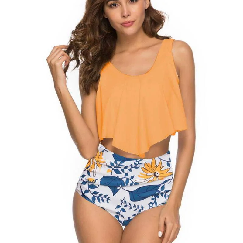 Женский купальник-бикини с цветочным принтом сексуальный купальник большого