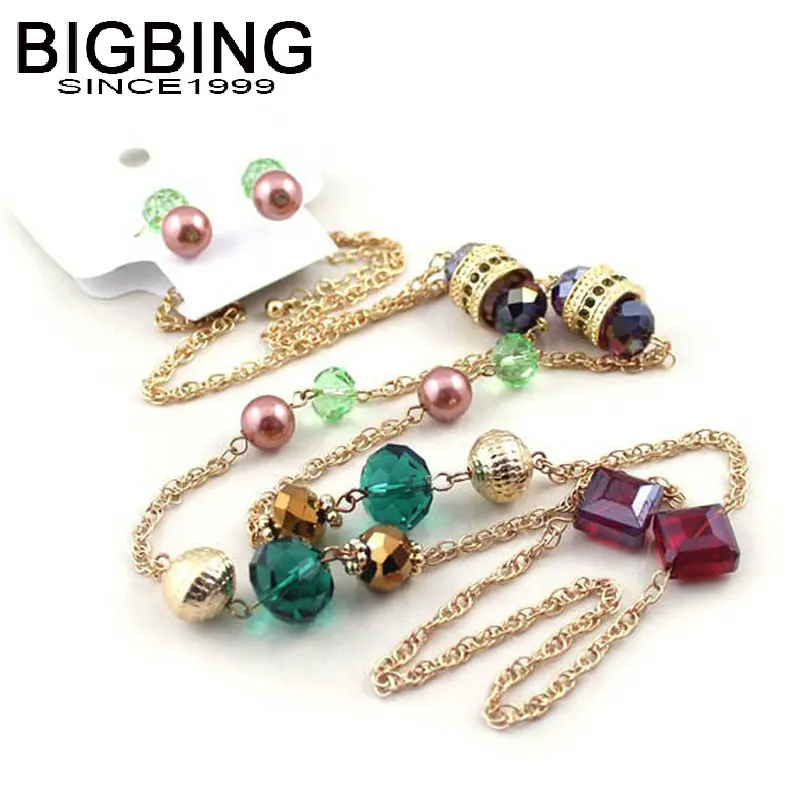 J061 BIGBING ювелирные изделия Модная Золотая цепочка с украшением в виде кристаллов