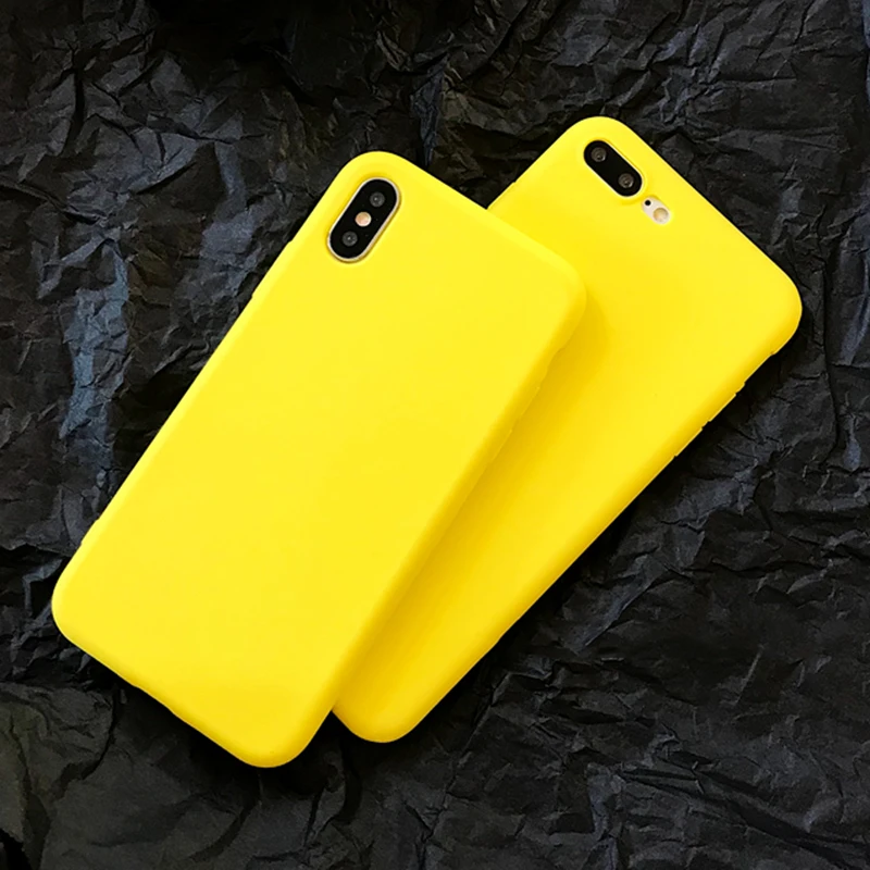 LOVECOM лимонно-желтый чехол для телефона для iPhone 11 Pro Max XR XS Max X 7 8 6S Plus Мягкий ТПУ полный корпус карамельный цвет чехол для телефона
