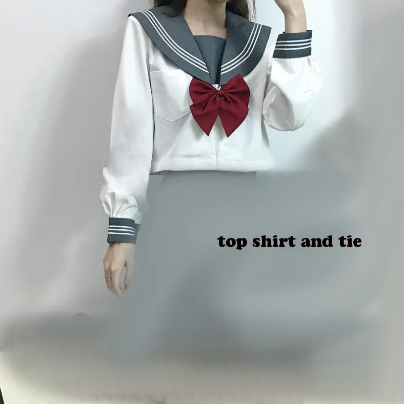 031 LONG SLEEVE Серая форма, костюмы, белые, 3 линии, японские JK наборы, школьная форма для девочек, Сакура, вышивка, старшая школа, для женщин, новинка JKL031 - Цвет: 031 LONG SLEEVE