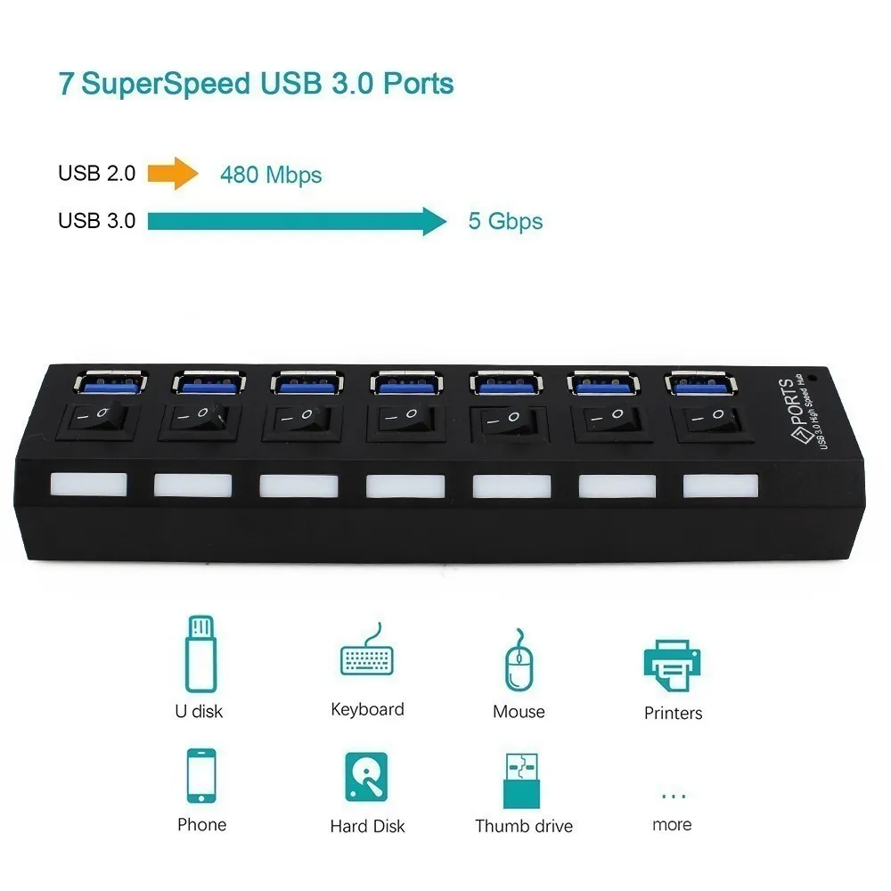 Usb 3 0 концентратор 7 портов в одном комбинированный микро Usb3.0 Hab разветвитель с