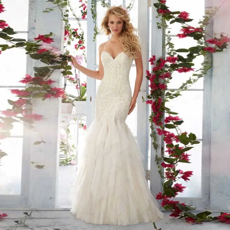 Сексуальная Русалка Длинные Свадебные Платья 2016 Новый С Кружевом Аппликации